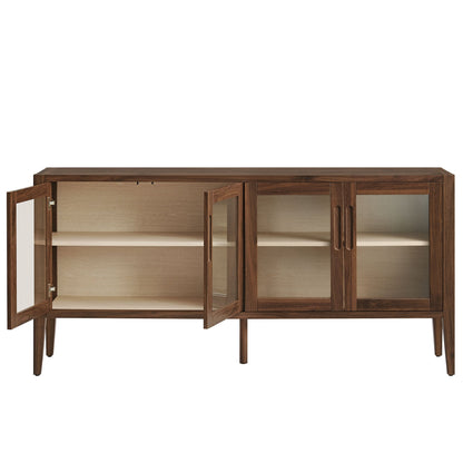 Nell 72in glass door sideboard cabinet walnut finish with glass panels HouseOfZazla on Tampa Home & Garden Store