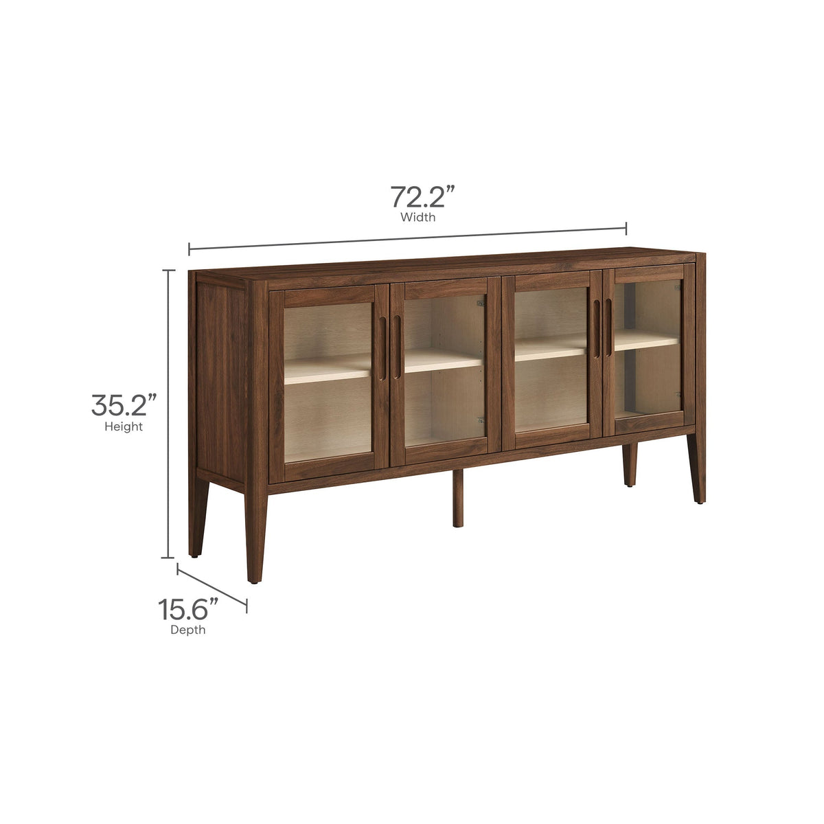 Nell 72in glass-door sideboard cabinet warm wood finish by HouseOfZazla on Tampa Home & Garden Store