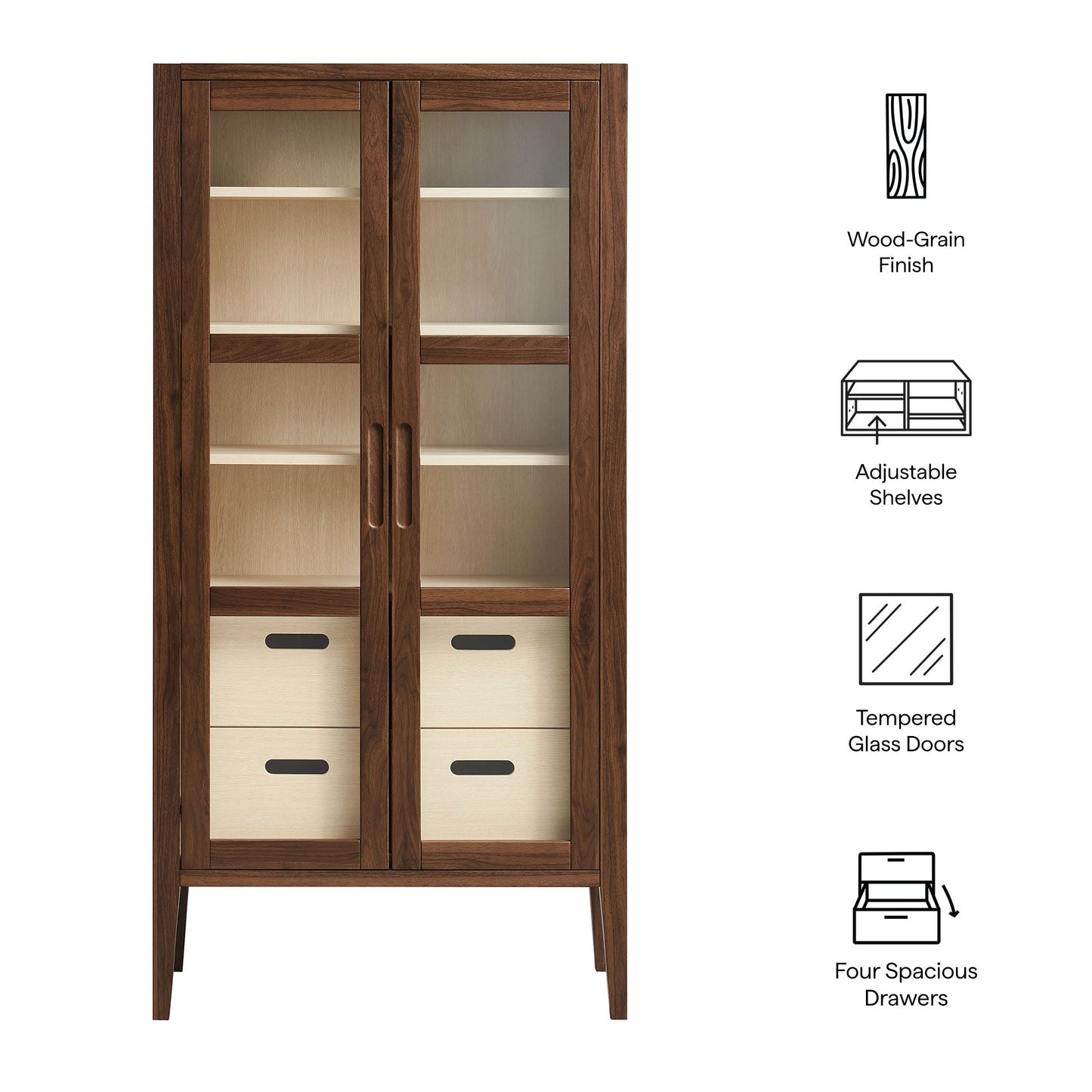 Nell Modern Glass Door and Storage Cabinet