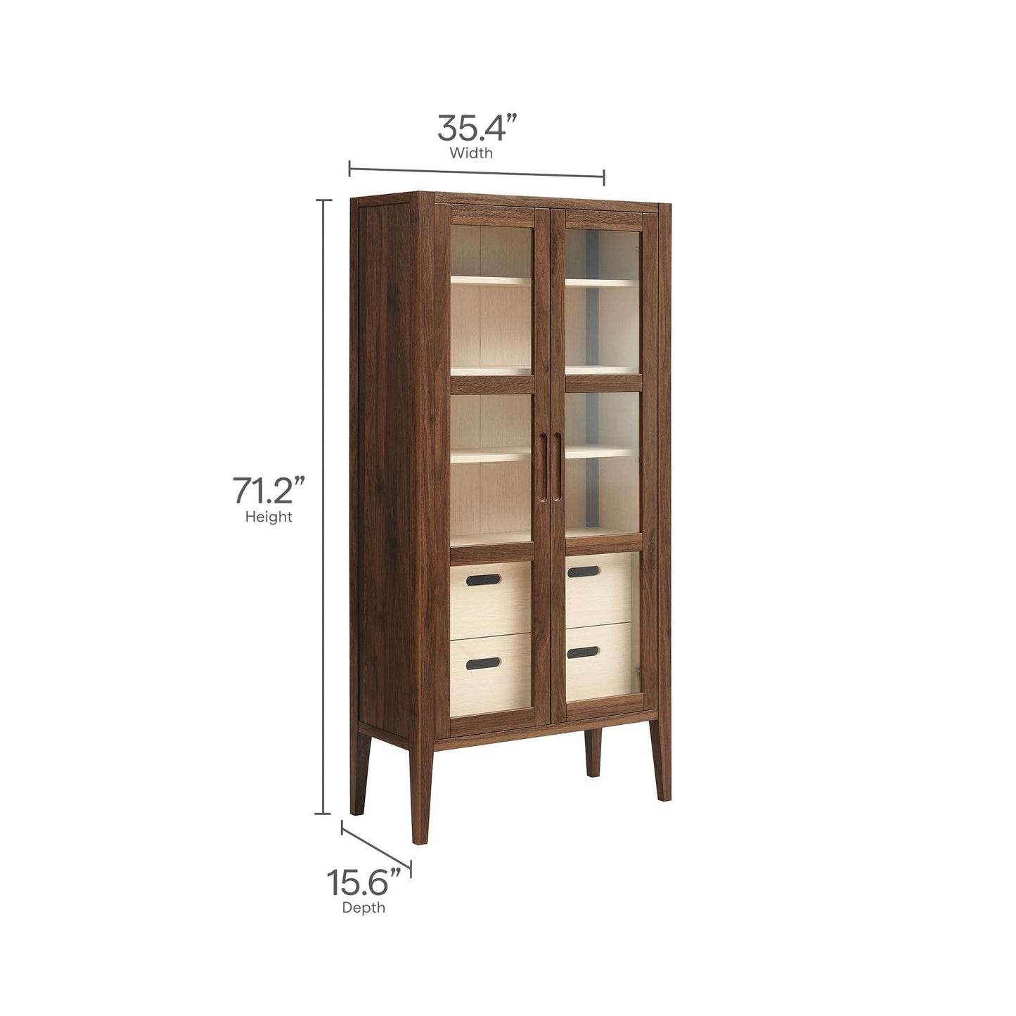 Nell Modern Glass Door and Storage Cabinet
