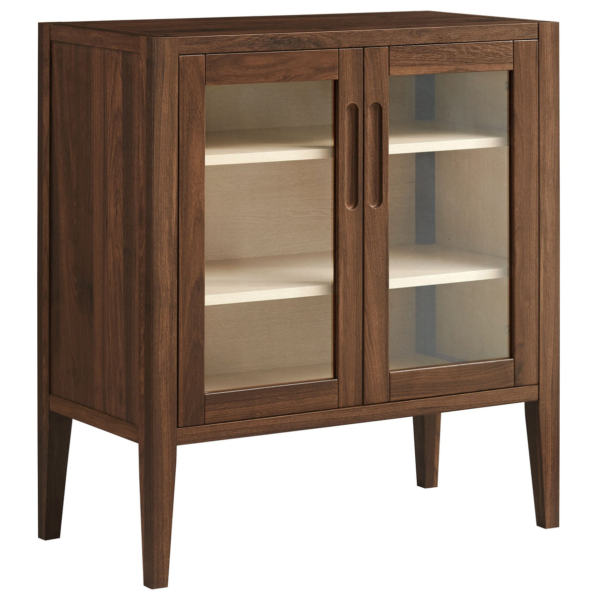 Nell 36in accent cabinet by Modway, walnut wood with glass-front doors and tapered legs on Tampa Home & Garden Store