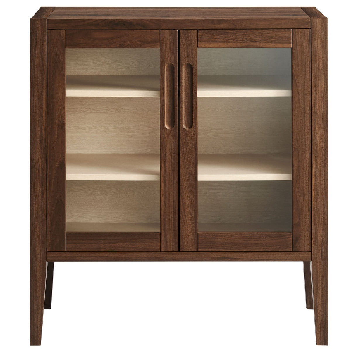 Nell 36in Accent Cabinet glass-front doors walnut finish with shelves by HouseOfZazla on Tampa Home & Garden Store