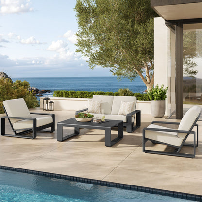 Lirienne 4-Piece Outdoor Patio Aluminum Furniture Set with cream cushions and Modway frames on Tampa Home & Garden Store