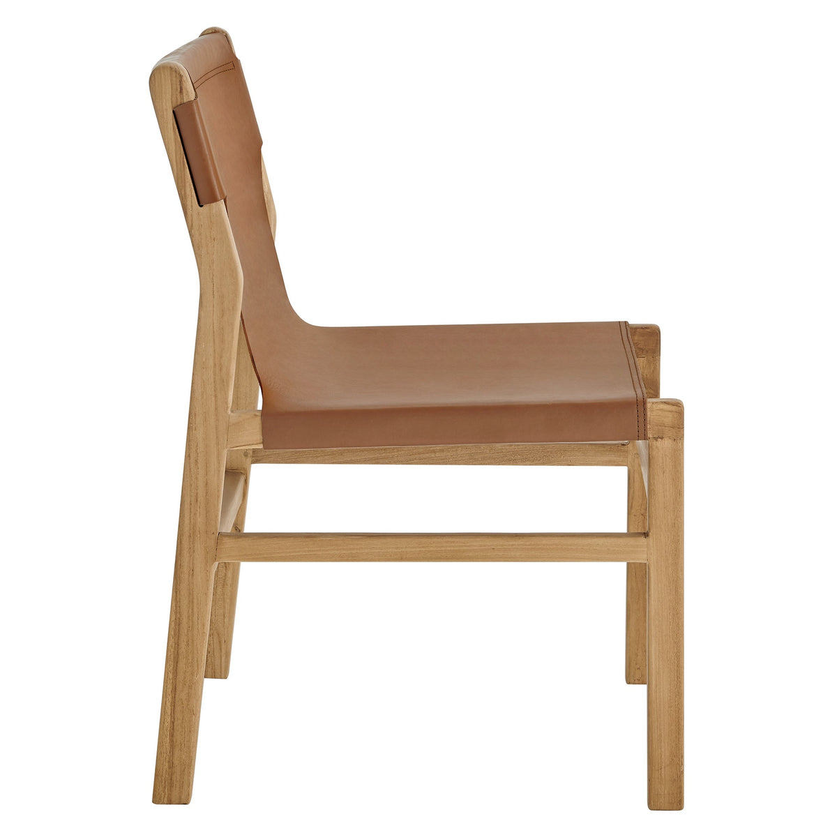 Sonora Leather Dining Side Chair tan leather seat with natural wood frame, HouseOfZazla 1pc on Tampa Home & Garden Store