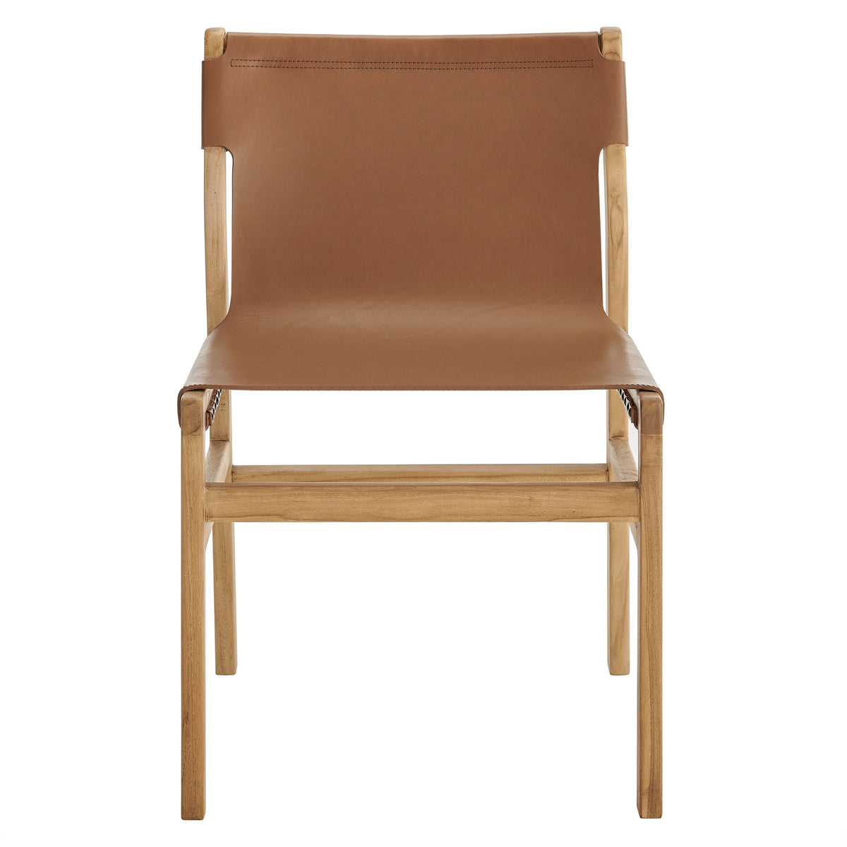 Sonora Leather Dining Side Chair by Modway with tan upholstery and natural wood frame on Tampa Home & Garden Store