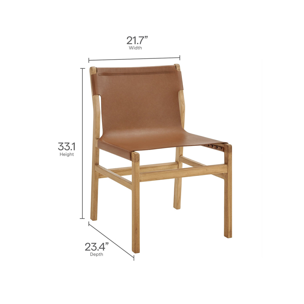 Sonora Leather Dining Side Chair by Modway; tan leather seat/back with light wood frame on Tampa Home & Garden Store