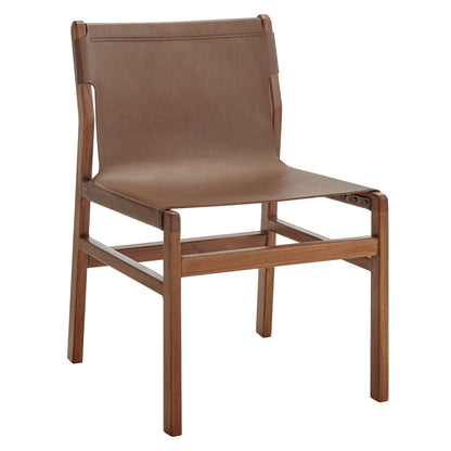 Sonora Leather Dining Side Chair by Modway in brown leather with wooden frame on Tampa Home & Garden Store