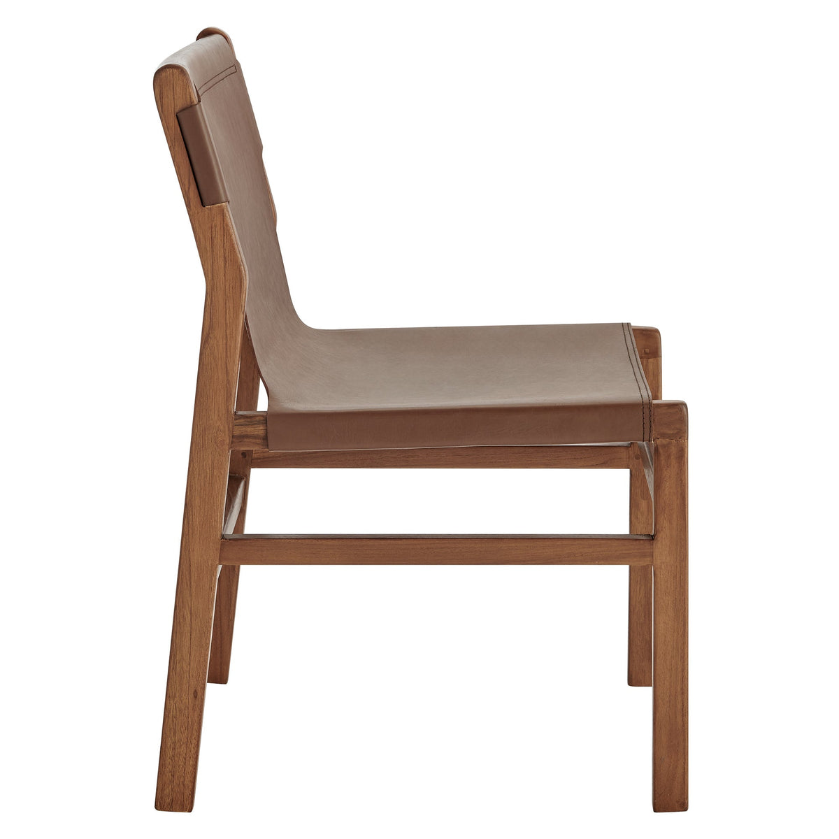 Sonora Leather Dining Side Chair by Modway with tan leather seat and wooden frame on Tampa Home & Garden Store