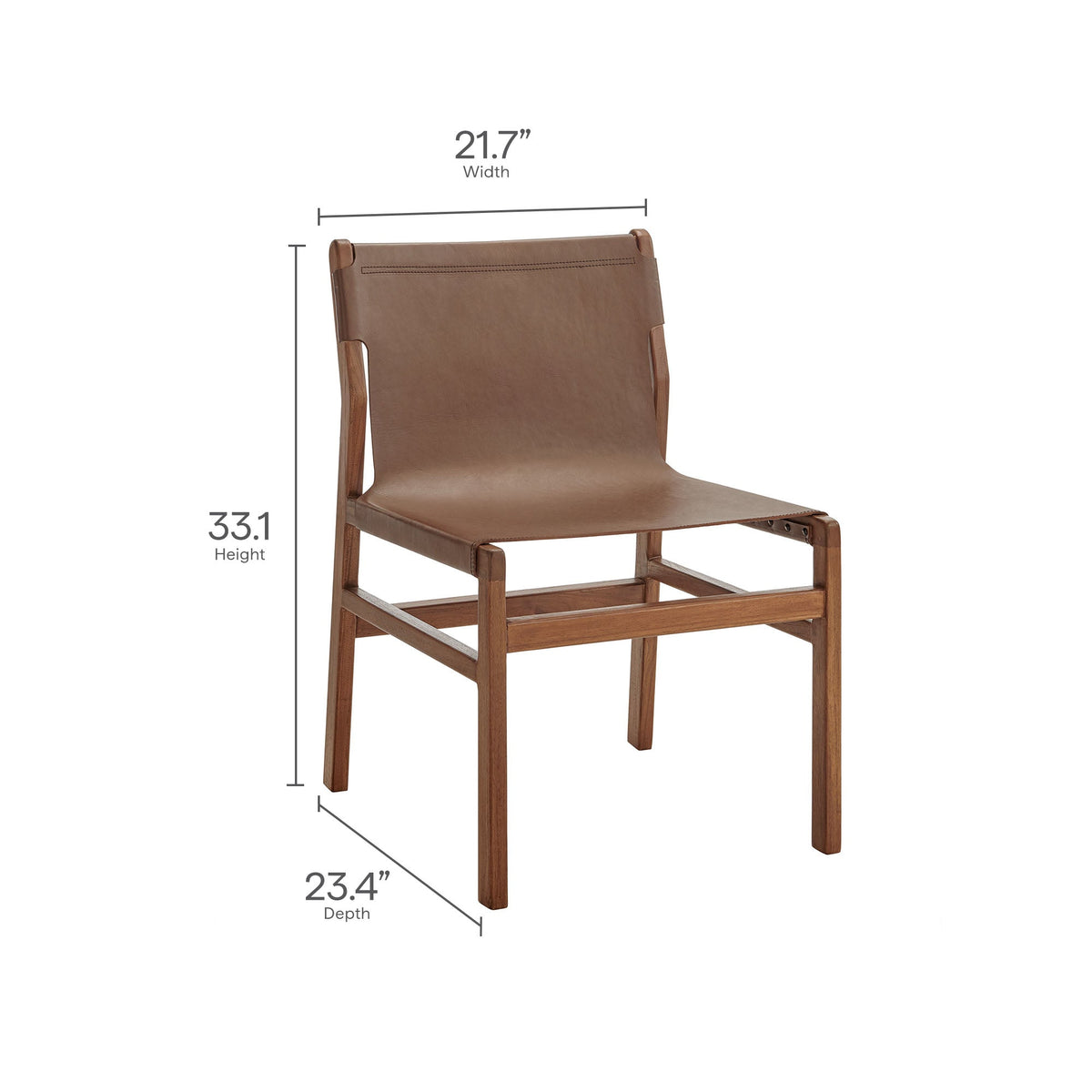 Sonora Leather Dining Side Chair brown leather seat, wooden frame by HouseOfZazla on Tampa Home & Garden Store