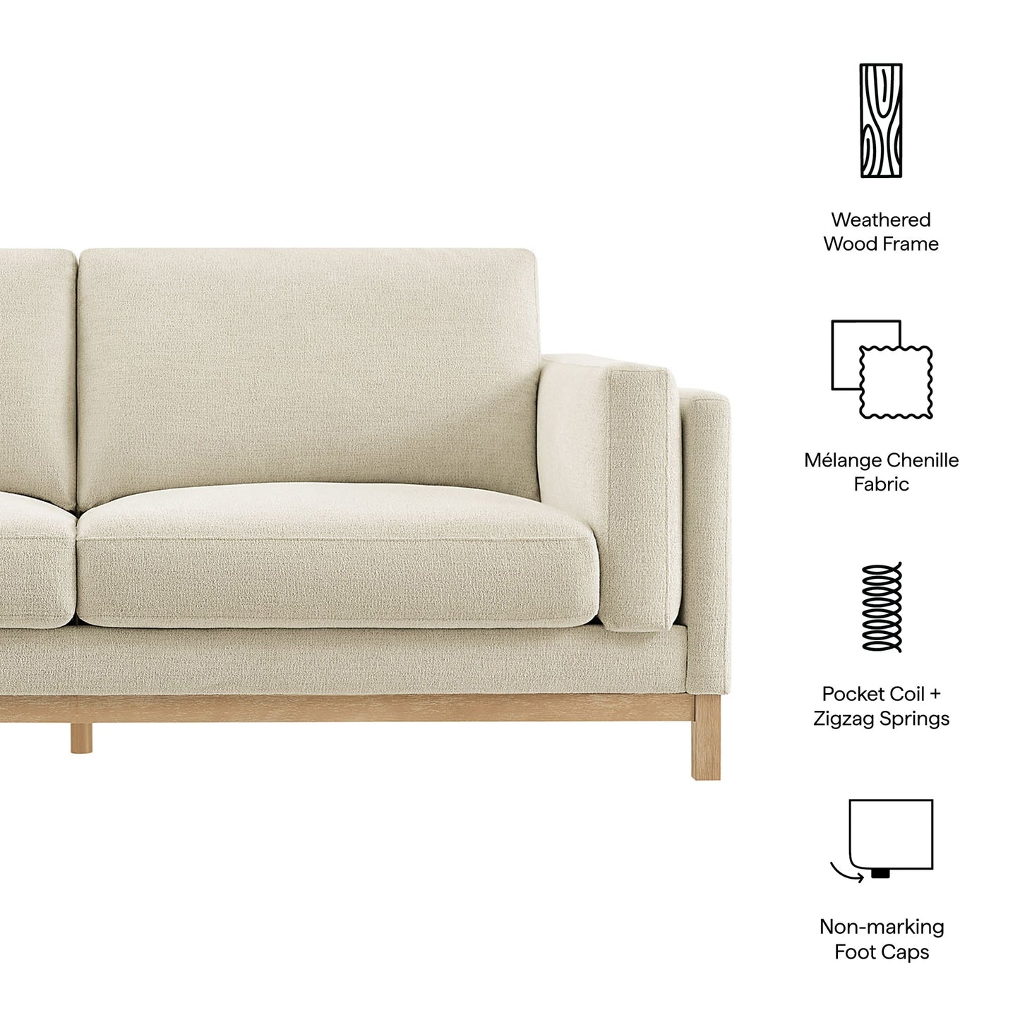 Modway Roscoe 81 Inch Fabric Sofa And Chenille