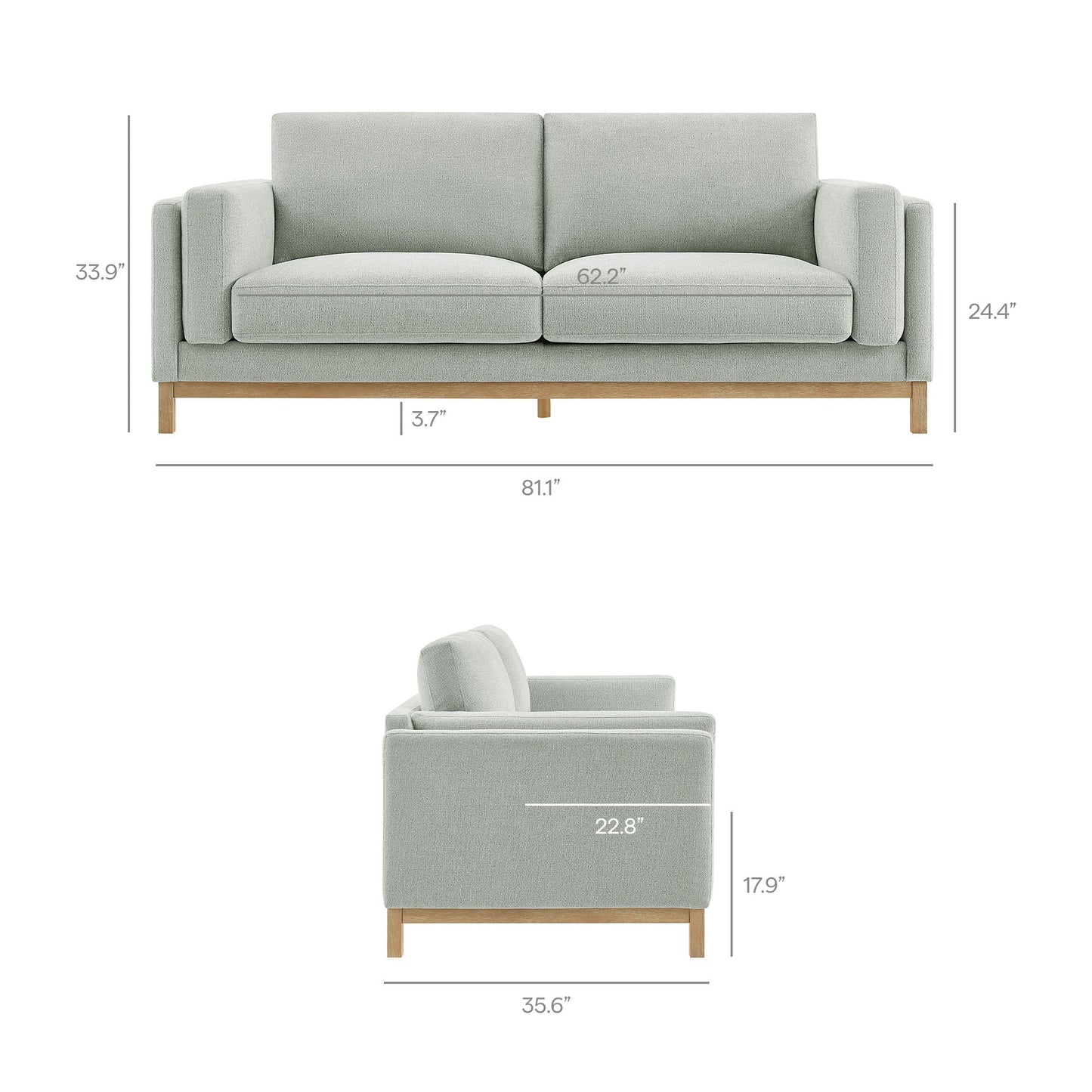 Modway Roscoe 81 Inch Fabric Sofa And Chenille