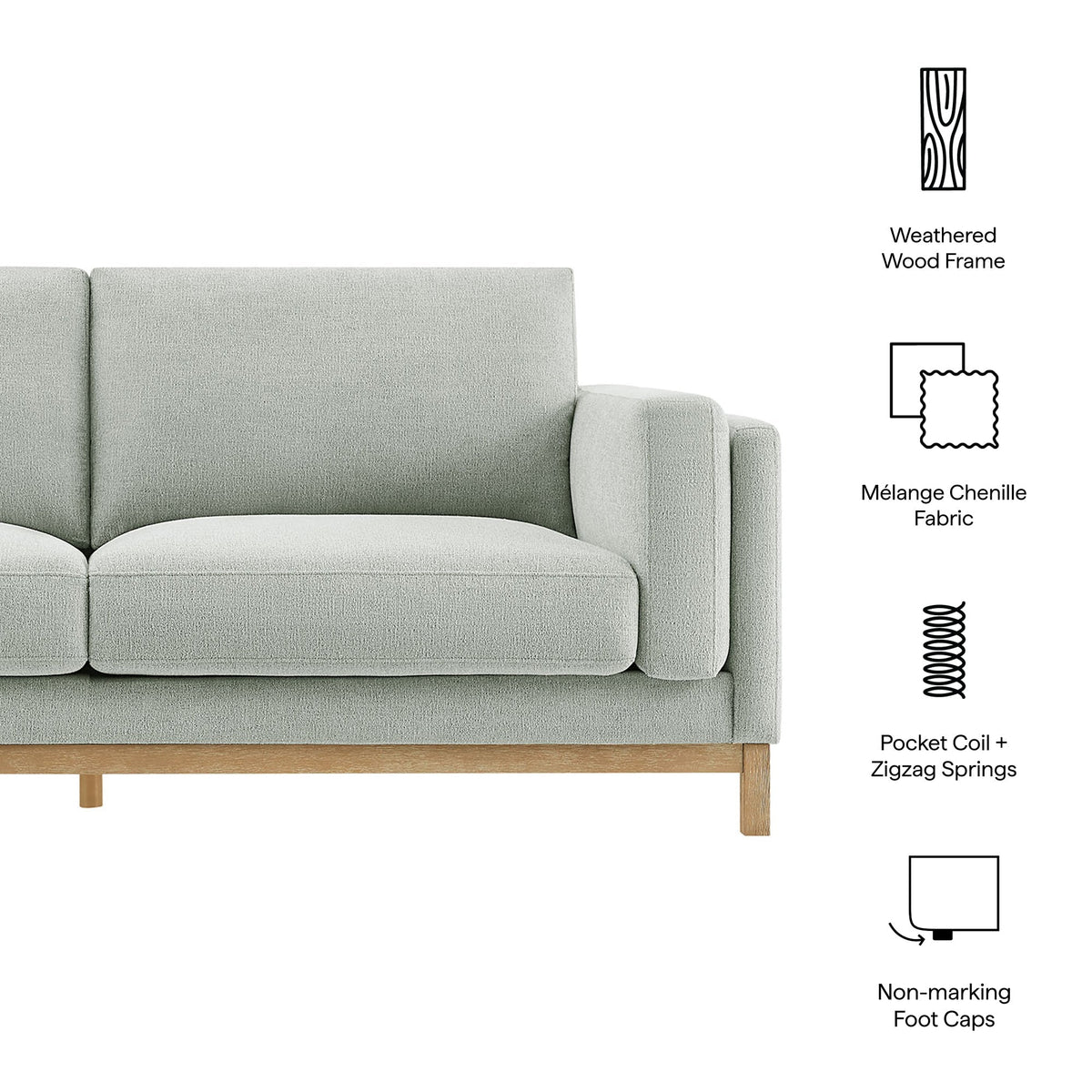 Modway Roscoe 81 Inch Fabric Sofa And Chenille