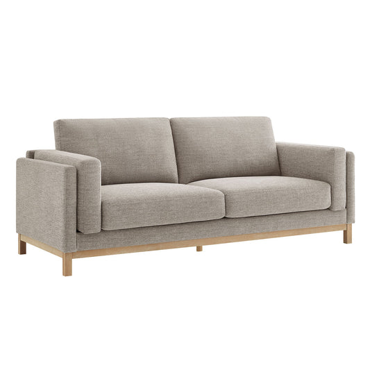 Roscoe 81-Inch Fabric Sofa in taupe textured upholstery with exposed wood legs on Tampa Home & Garden Store
