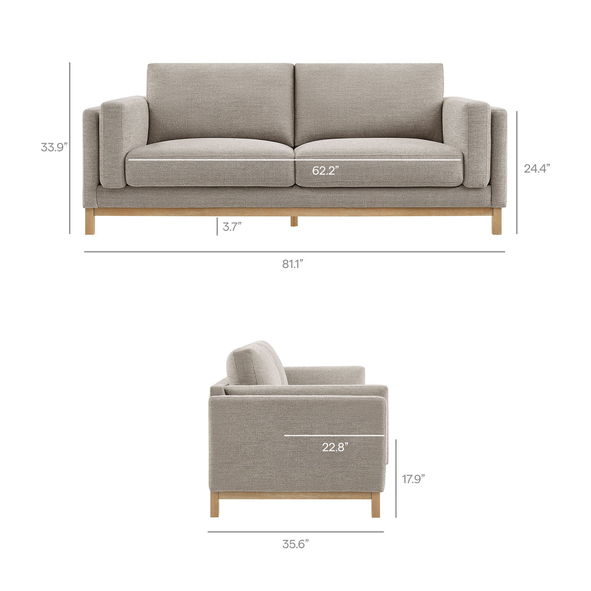 Modway Roscoe 81 Inch Fabric Sofa And Chenille