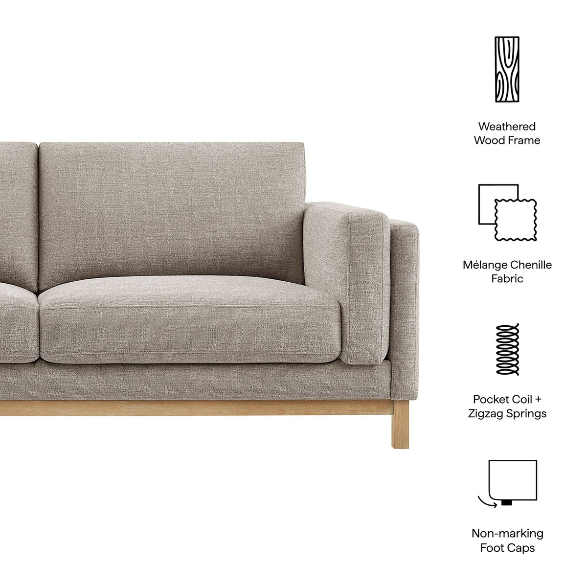 Modway Roscoe 81 Inch Fabric Sofa And Chenille