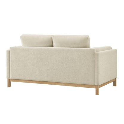 Roscoe 63 Inch Fabric Loveseat by Modway beige textured fabric with light wood legs on Tampa Home & Garden Store
