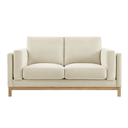 Roscoe 63 Inch Fabric Loveseat beige upholstery with wooden legs by Modway on Tampa Home & Garden Store