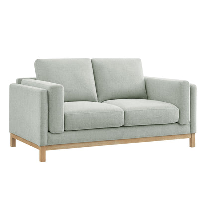Roscoe 63 Inch Fabric Loveseat light gray fabric with square arms and wooden base by Modway on Tampa Home & Garden Store
