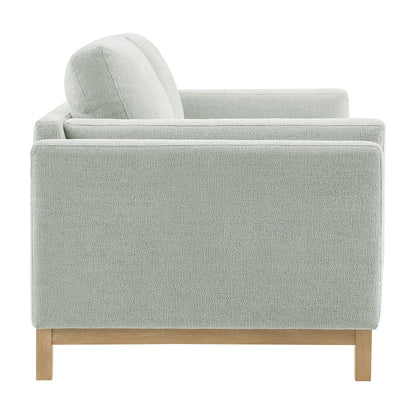 Roscoe 63 Inch Fabric Loveseat light gray textured upholstery with wood legs on Tampa Home & Garden Store