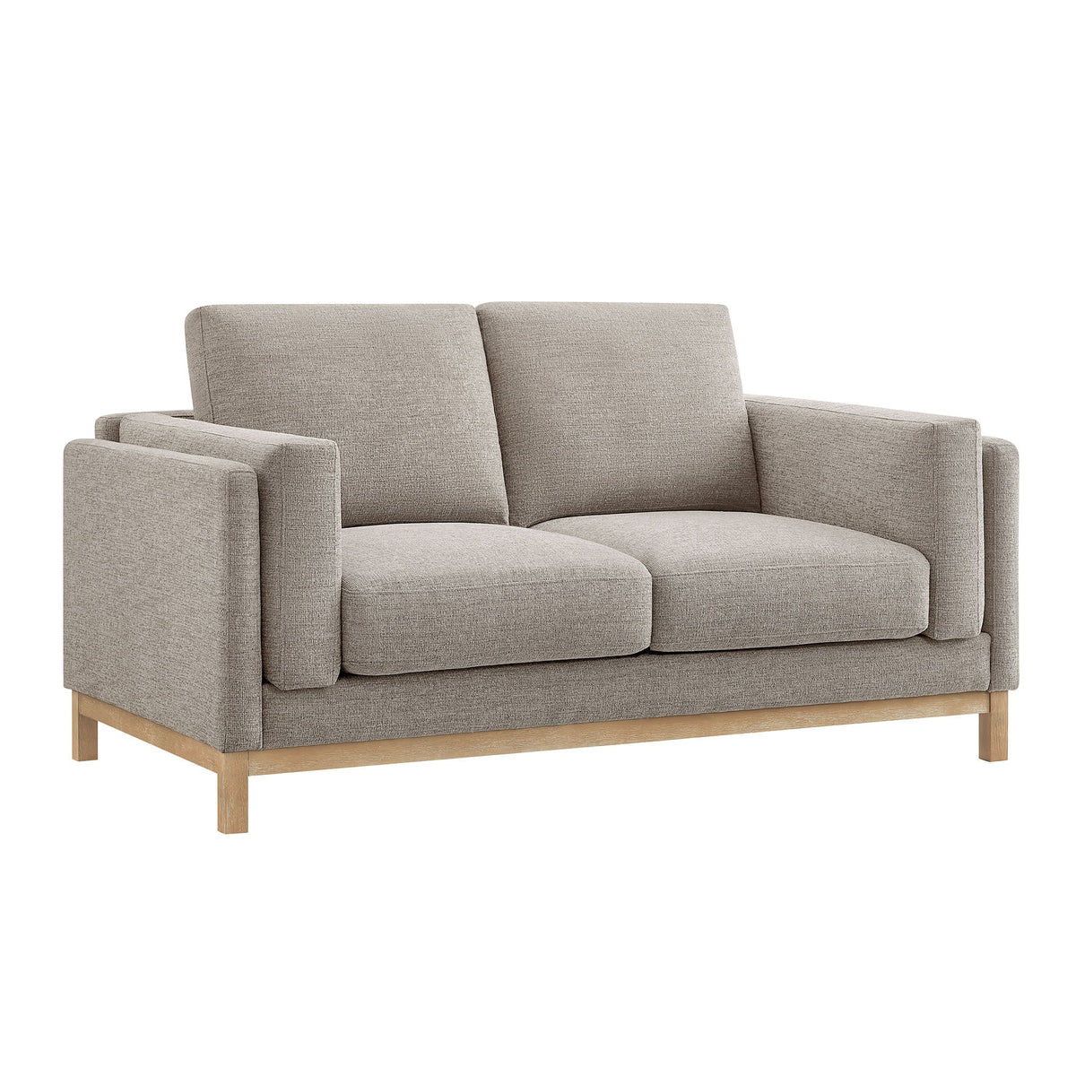 Roscoe 63 Inch Fabric Loveseat by Modway in beige textured fabric with light wood legs on Tampa Home & Garden Store