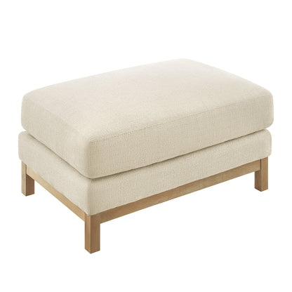 Roscoe Fabric Ottoman beige boucle with wooden base, 2-piece set by Modway on Tampa Home & Garden Store