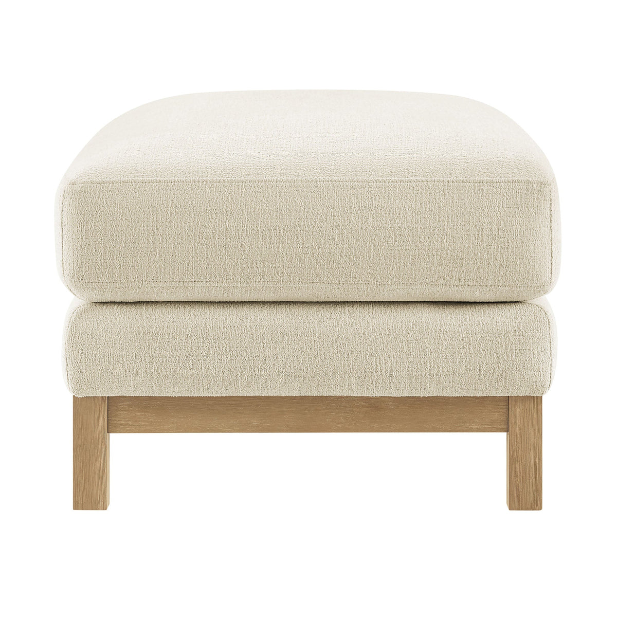 Roscoe Fabric Ottoman by Modway, beige textured fabric with stacked cushions on wood base on Tampa Home & Garden Store