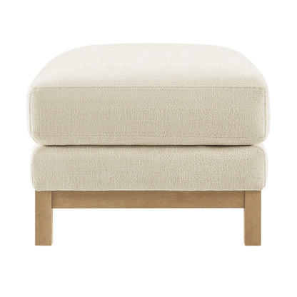 Roscoe Fabric Ottoman by Modway, beige textured fabric with stacked cushions on wood base on Tampa Home & Garden Store