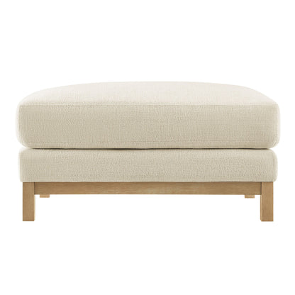 Roscoe Fabric Ottomans by Modway, beige woven upholstery with wood legs, set of 2 on Tampa Home & Garden Store