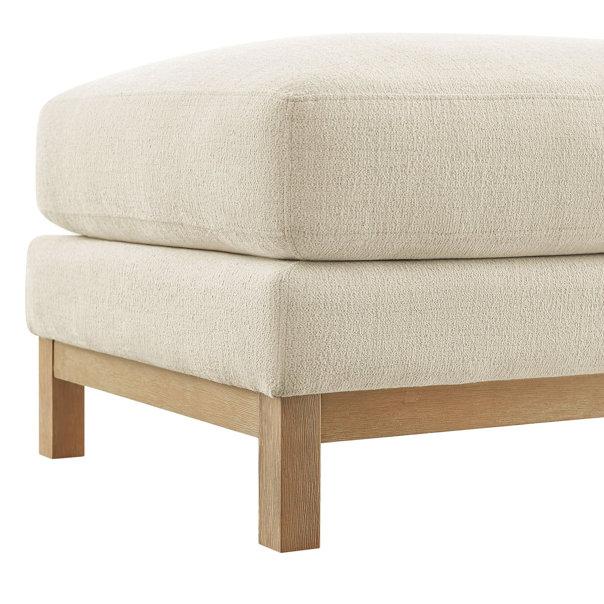 Roscoe Fabric Ottoman by Modway, beige textured upholstery with natural wood legs on Tampa Home & Garden Store
