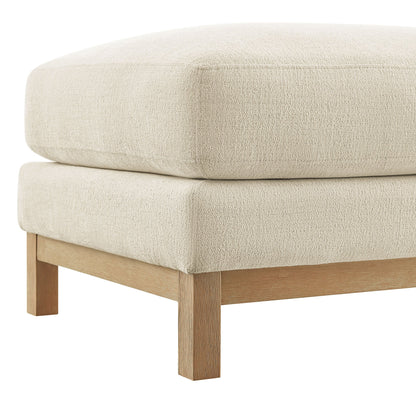 Roscoe Fabric Ottoman by Modway, beige textured upholstery with natural wood legs on Tampa Home & Garden Store