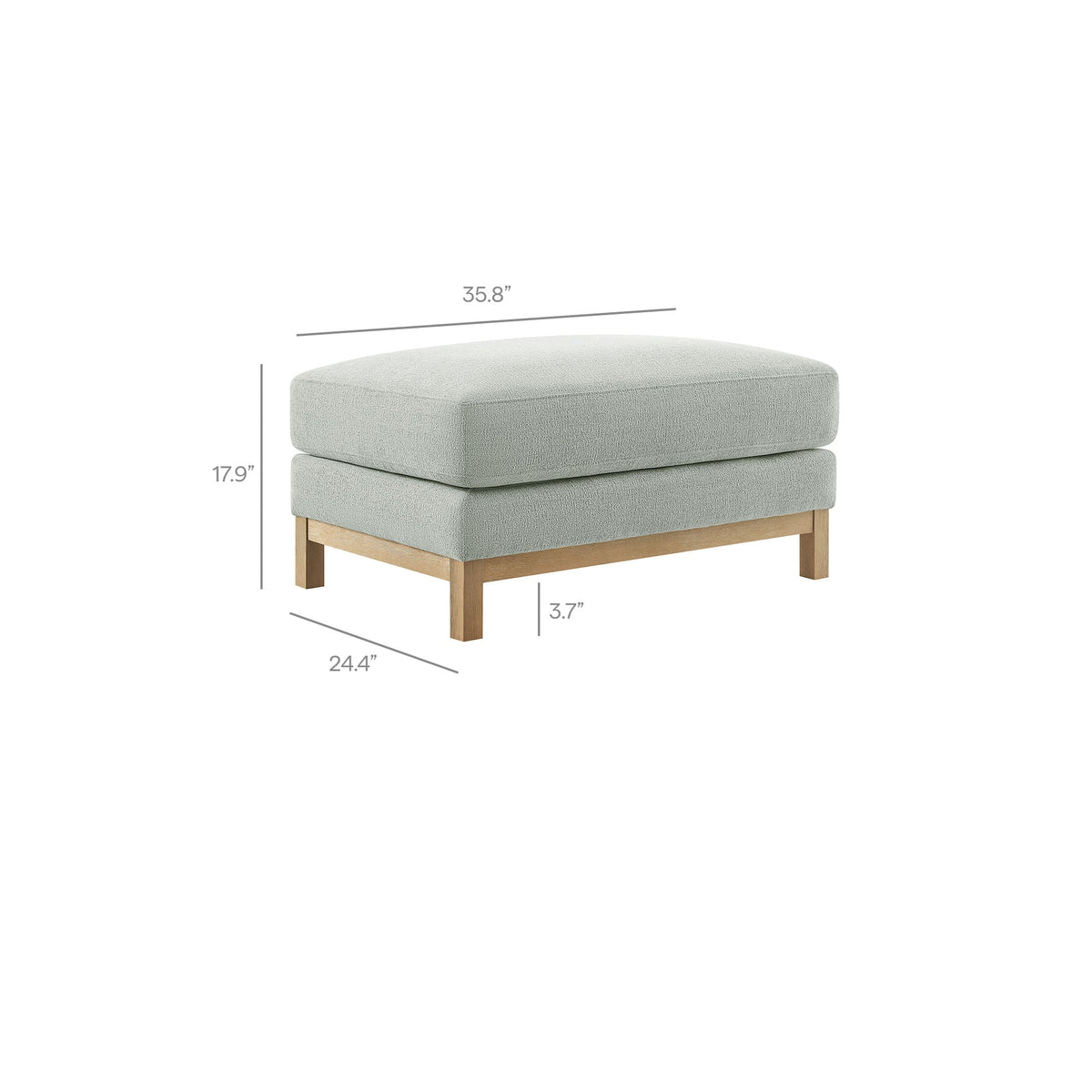 Roscoe Fabric Ottoman by Modway, light gray upholstery with natural wood legs on Tampa Home & Garden Store