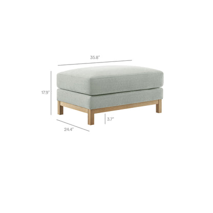 Roscoe Fabric Ottoman by Modway, light gray upholstery with natural wood legs on Tampa Home & Garden Store