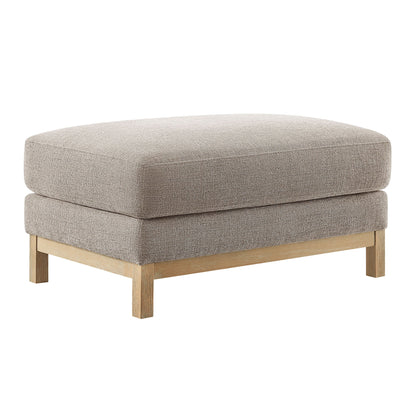 Roscoe Fabric Ottoman with beige upholstery and light wood legs on Tampa Home & Garden Store