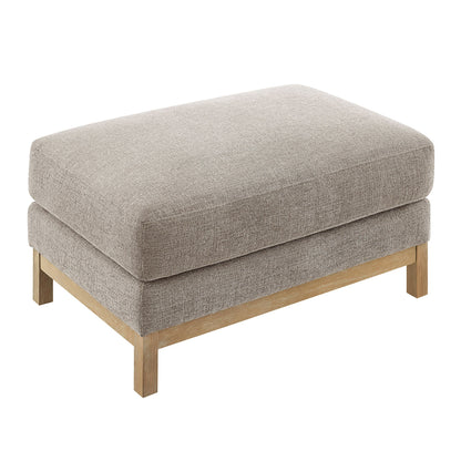 Roscoe Fabric Ottoman by Modway beige textured upholstery with light wood base on Tampa Home & Garden Store