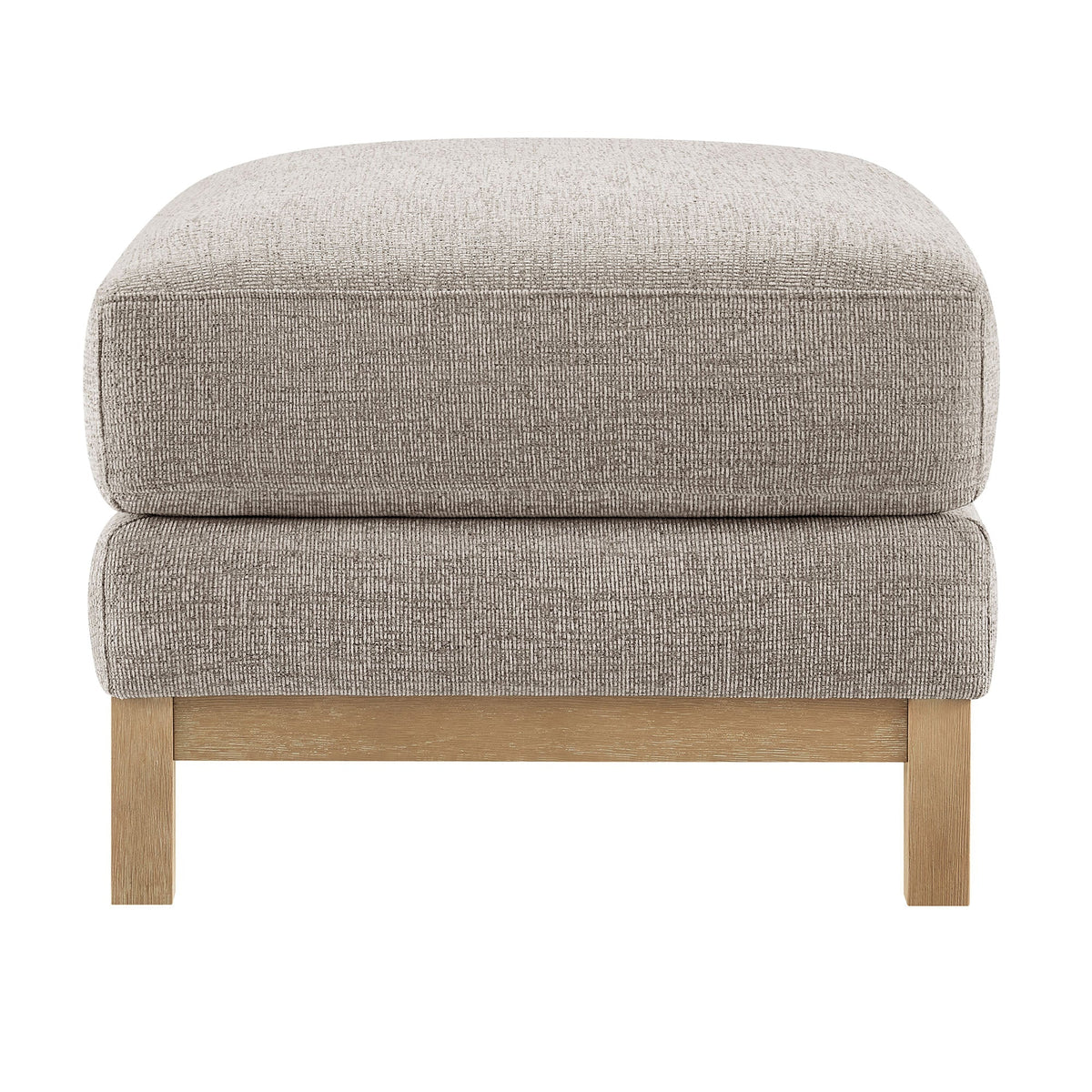 Roscoe Fabric Ottoman beige textured upholstery with natural wood base by Modway on Tampa Home & Garden Store