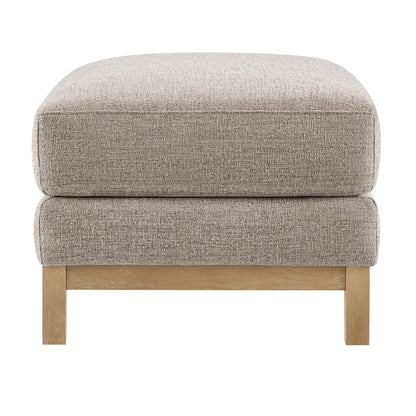 Roscoe Fabric Ottoman beige textured upholstery with natural wood base by Modway on Tampa Home & Garden Store