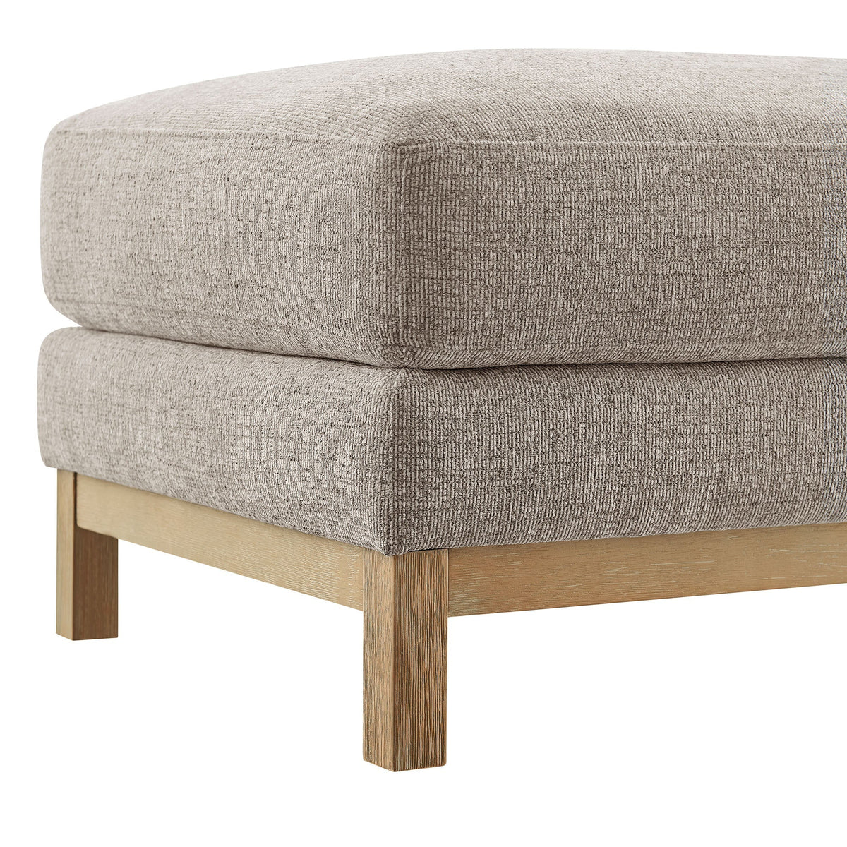 Roscoe Fabric Ottoman taupe woven upholstery with light wood legs for living room sets on Tampa Home & Garden Store