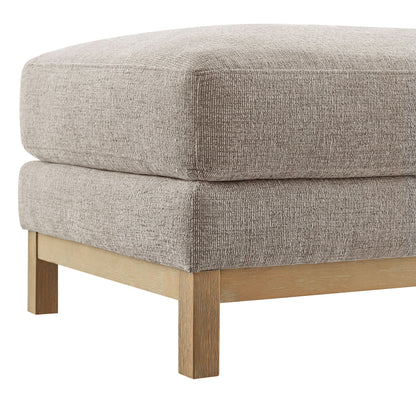 Roscoe Fabric Ottoman taupe woven upholstery with light wood legs for living room sets on Tampa Home & Garden Store