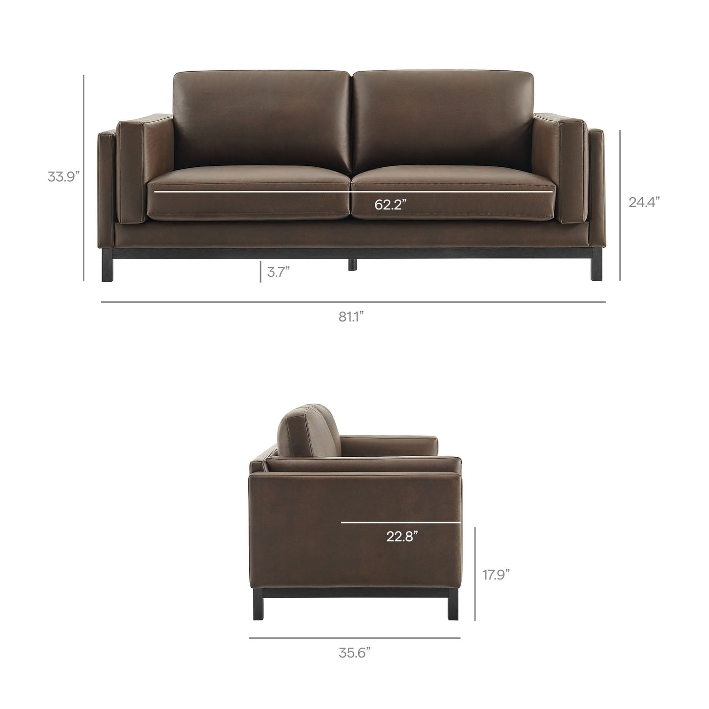 Roscoe 81 Inch Vegan Leather Sofa for the Living