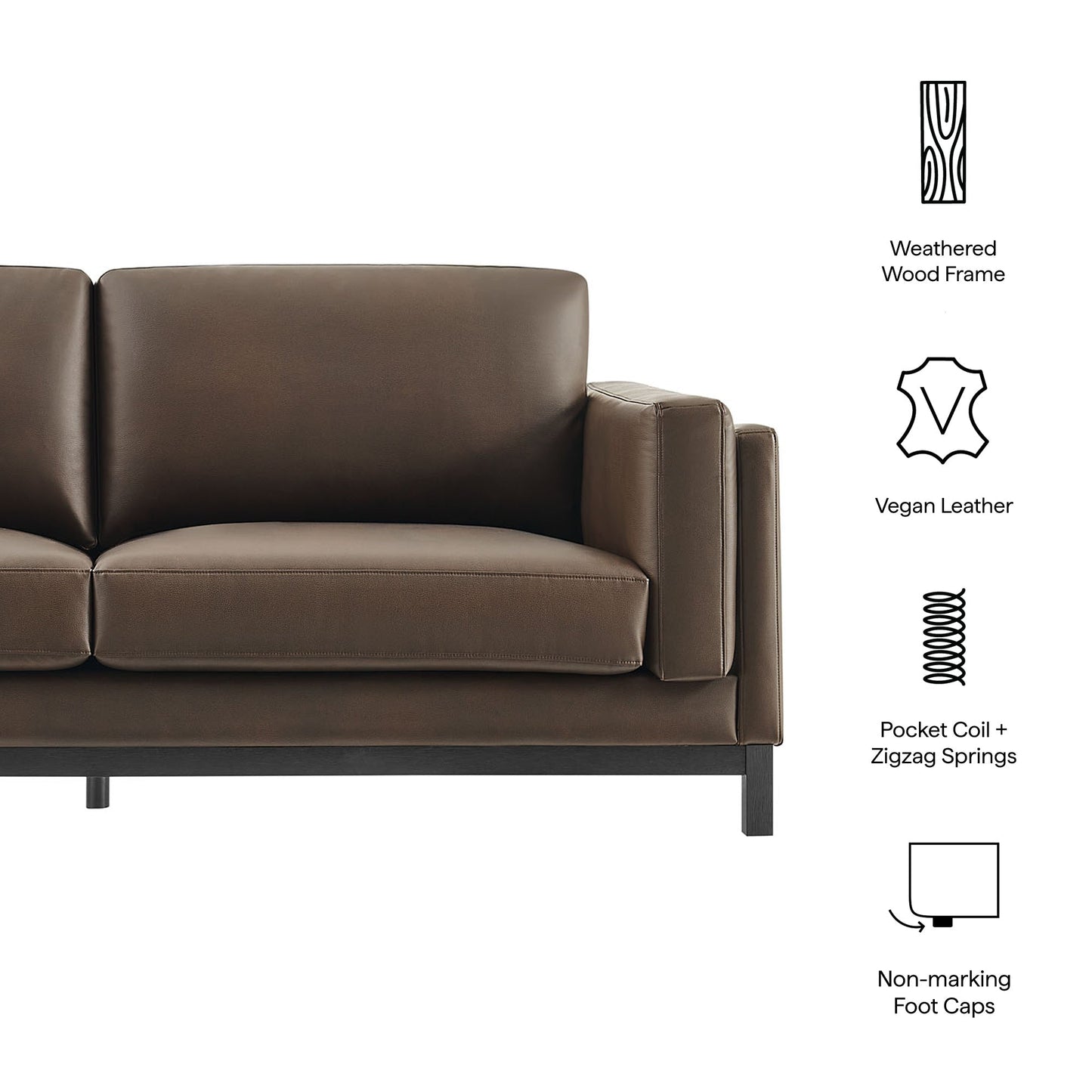 Roscoe 81 Inch Vegan Leather Sofa for the Living