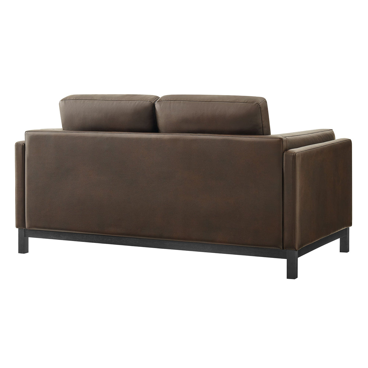 Roscoe 63 Inch vegan leather loveseat brown with black metal legs on Tampa Home & Garden Store