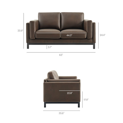 Roscoe 63 Inch Vegan Leather Loveseat by Modway, brown vegan leather, loveseat sofa on Tampa Home & Garden Store