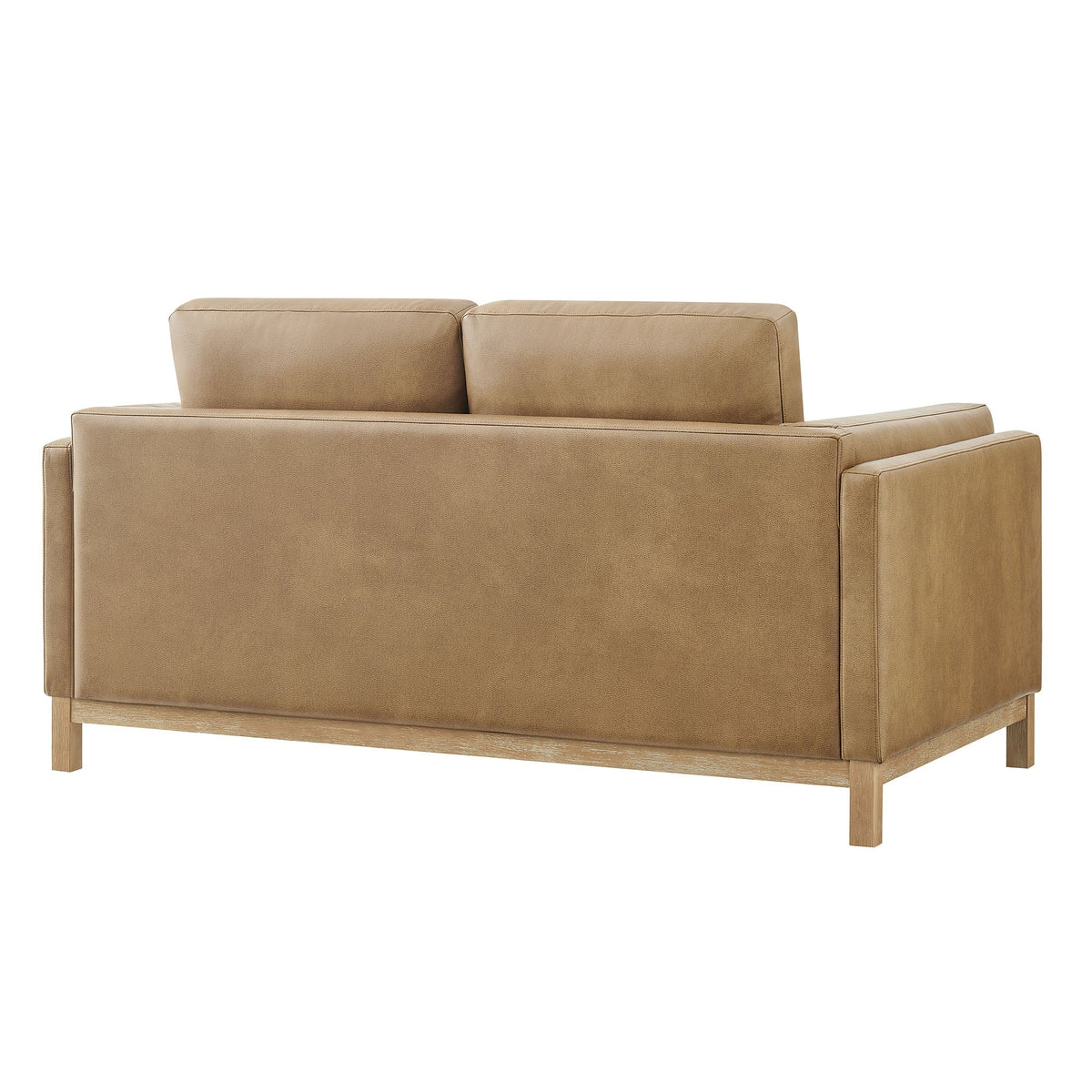 Roscoe 63 Inch Vegan Leather Loveseat by Modway in tan with square back cushions and wood legs on Tampa Home & Garden Store