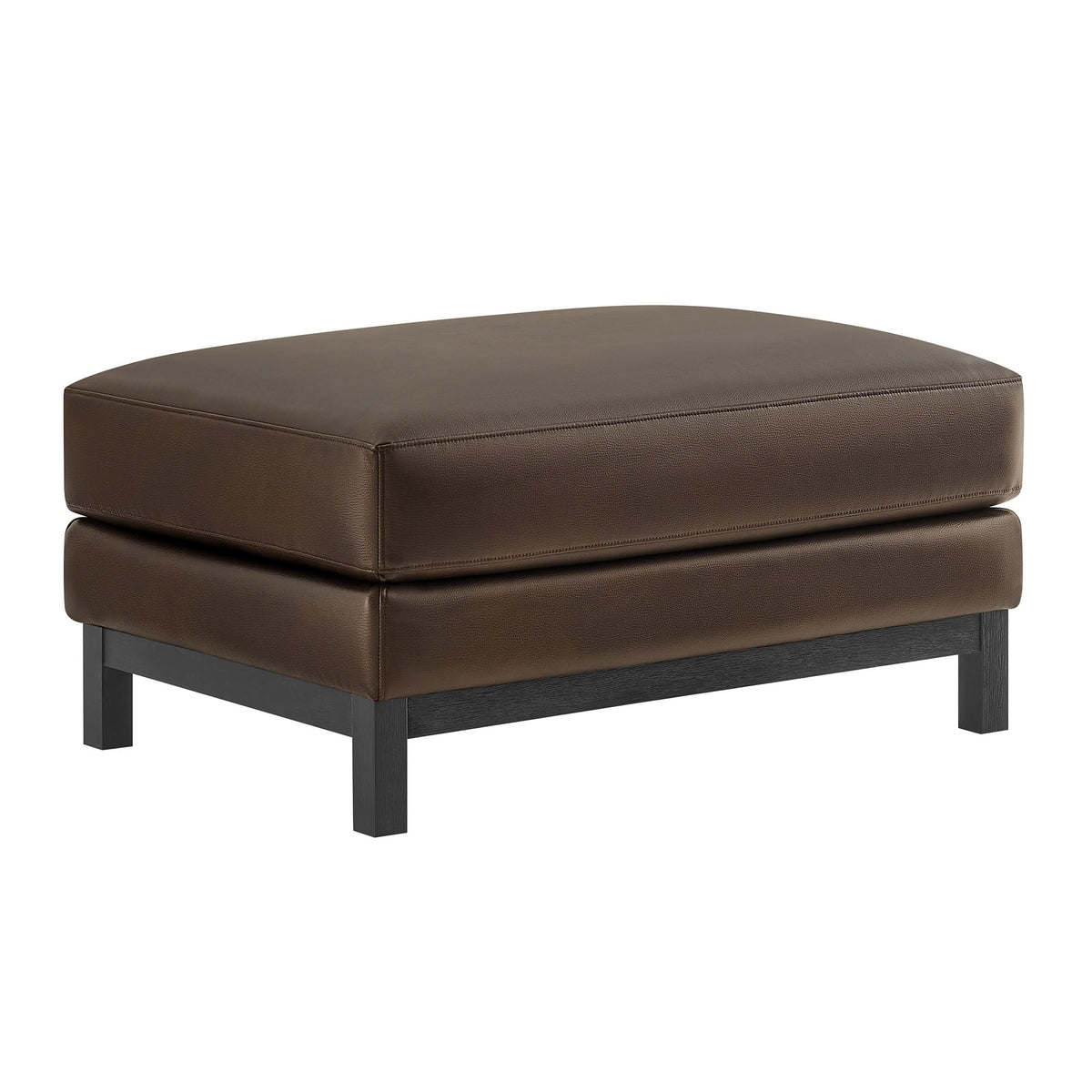 Roscoe vegan leather ottoman brown top with black wood legs Modway on Tampa Home & Garden Store