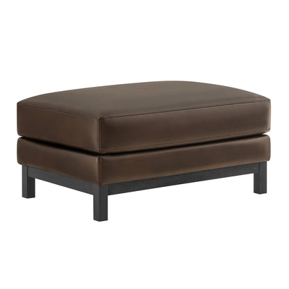 Roscoe vegan leather ottoman brown top with black wood legs Modway on Tampa Home & Garden Store