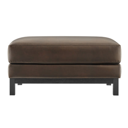 Roscoe vegan leather ottoman by Modway in warm brown with black wooden legs on Tampa Home & Garden Store
