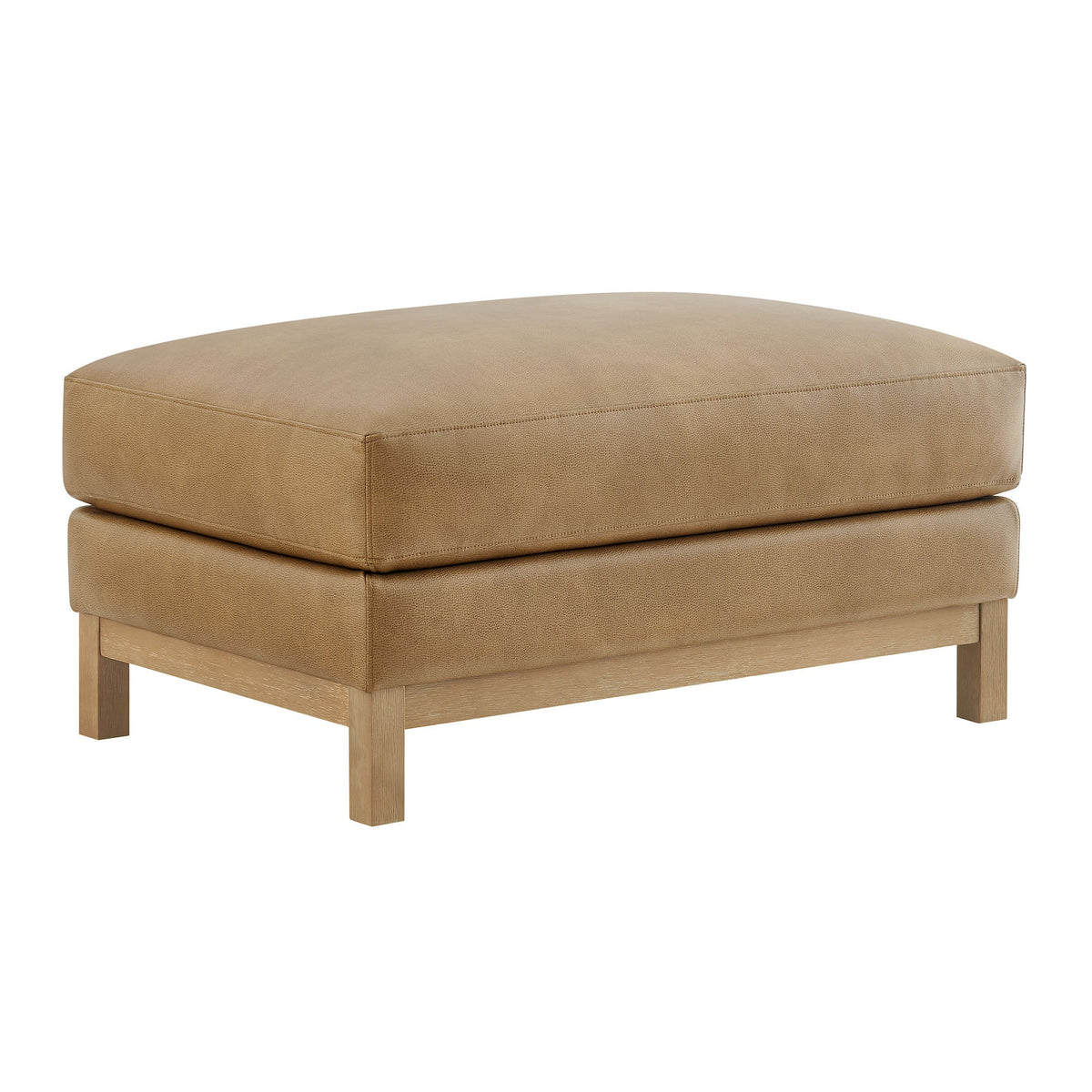 Roscoe vegan leather ottoman in tan with a wooden base by Modway on Tampa Home & Garden Store