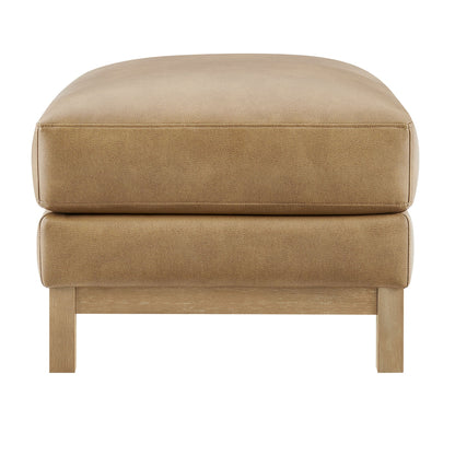 Roscoe vegan leather ottoman tan with wooden legs by Modway on Tampa Home & Garden Store