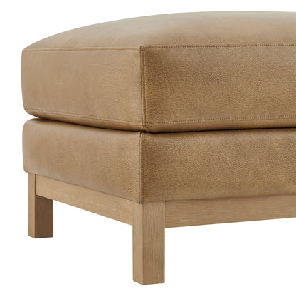 Roscoe Vegan Leather Ottoman by Modway in tan vegan leather with wooden legs on Tampa Home & Garden Store