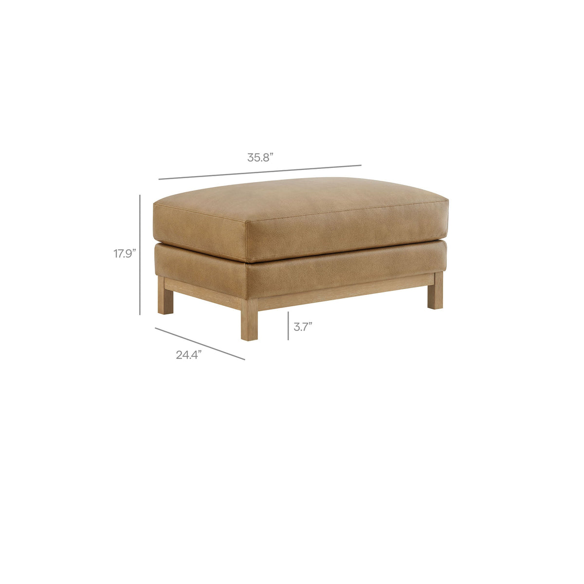 Roscoe vegan leather ottoman by Modway in warm tan upholstery with wooden legs on Tampa Home & Garden Store